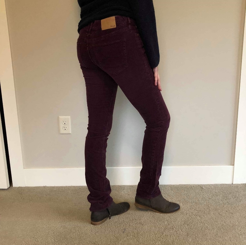 Madewell Rail Straight Corduroy Maroon Low Rise